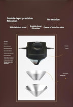 Portable Pour Over Coffee Dripper with Double Layer Stainless Steel Filter, Foldable Reusable Coffee Maker, No Paper Needed, Travel Coffee Filter for Mug, Office & Camping (Brown)
