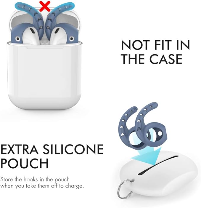 AhaStyle 3 Pairs AirPods Ear Hooks Cover Silicone Accessories Compatible with Apple AirPods and EarPods Headphones(Navy Blue)