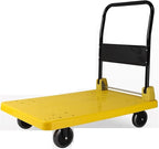 Heavy-Duty Folding Platform Cart with Wheels - Large Plastic Loading Deck Metal Handle Ideal for Luggage Packages and Tools Portable Hand Truck for Easy Transport