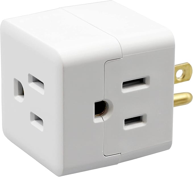 Projectpak 3 Outlet Wall Adapter Travel Cube – Grounder Splitter Turns One Outlet into Three | 3 Pack