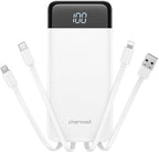 charmast 10000mAh Portable Charger with Built-in Cables, 6 Outputs & 3 Inputs Power Bank, Compact Travel Essential Battery Pack for iPhone 16/15, Samsung S25/S24, Google Pixel, iPad, AirPods & More