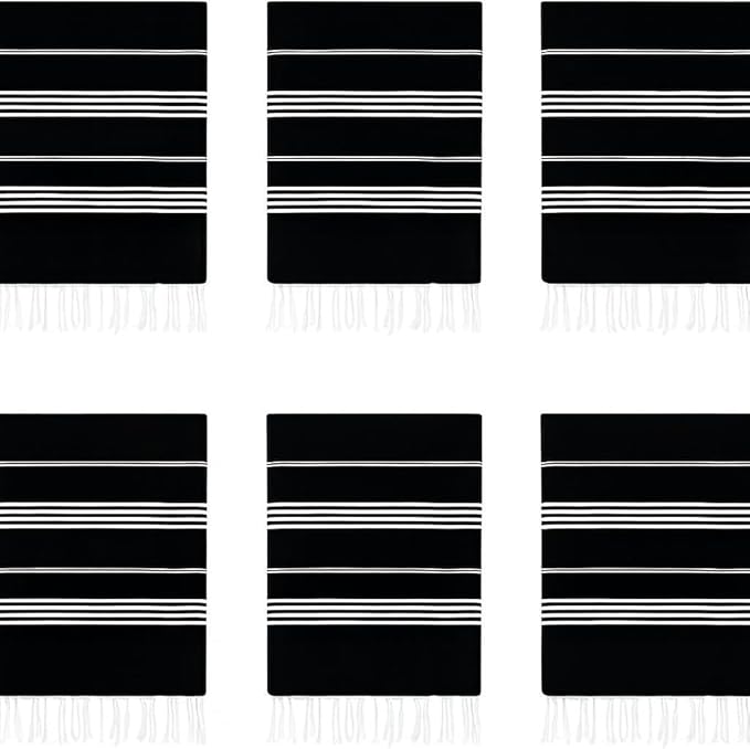 HAVLULAND Turkish Beach Towel - Sand Proof - 100% Certified Organic Turkish Towel (Oversized 72" x 40") Quick Dry Beach Towels for Bath, Pool, Travel, Camping - Black, 6 Pack