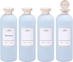 ASEVAT 13.5oz 4pack Refillable Travel Shampoo and Conditioner Bottles, Travel Size containers, Travel Bottle for toiletries, Squeeze Bottles with Flip Cap, Empty Plastic Leak Proof Travel Bottles