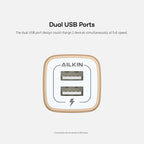 USB Wall Charger, Charger Block, AILKIN 2.1A Multiport Fast Charge Power Brick Cube Plug Box Base Adapter for iPad, iPhone, iPod, Samsung Galaxy, Huawei, HTC, LG, or Other Cell Phone Smart Devices