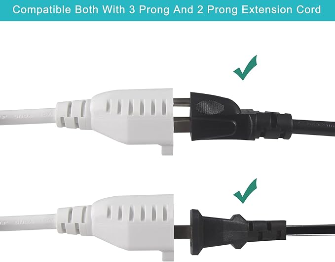 4 Way Outlet Splitter - White 2-Pack 90-Degree Angled Flat Plug 1 to 4 Extension Cable Power Strip, 16/3 Gauge 1.5FT, 3 Prong Y Style Multi Outlet Splitter, Perfect for Wall Wart Adapters