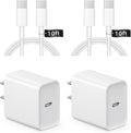 iPhone 17 16 15 Charger Fast Charging 10FT - 20W USB C Charger Block with 10FT Type C to C Cable Compatible with iPhone 17/17 Pro/17 Pro Max/Air/16/16e/15, iPad Pro, iPad Air (White)