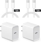 iPhone 17 16 15 Charger Fast Charging 10FT - 20W USB C Charger Block with 10FT Type C to C Cable Compatible with iPhone 17/17 Pro/17 Pro Max/Air/16/16e/15, iPad Pro, iPad Air (White)