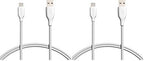 Amazon Basics USB-C to USB-A 2.0 Fast Charging Cable, 480Mbps Data Transfer Speed, USB-IF Certified, for Apple iPhone 16/15, iPad, Samsung Galaxy, Tablets, Laptops, 3 Foot, White (Pack of 2)