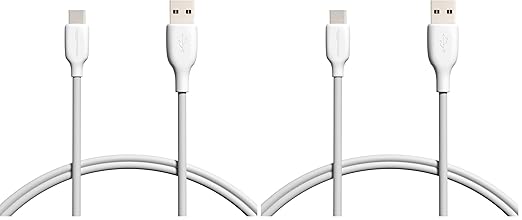 Amazon Basics USB-C to USB-A 2.0 Fast Charging Cable, 480Mbps Data Transfer Speed, USB-IF Certified, for Apple iPhone 16/15, iPad, Samsung Galaxy, Tablets, Laptops, 3 Foot, White (Pack of 2)