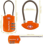 TSA Approved Travel Combination Cable Luggage Locks for Suitcases & Backpacks - 1 Pack of Orange TSA Lock