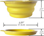 SiliconeSnap Travel Pet Bowl - Collapsible 6.8" Dog Food Dish with Easy Hook Hole, Sun Yellow Washable Feeder