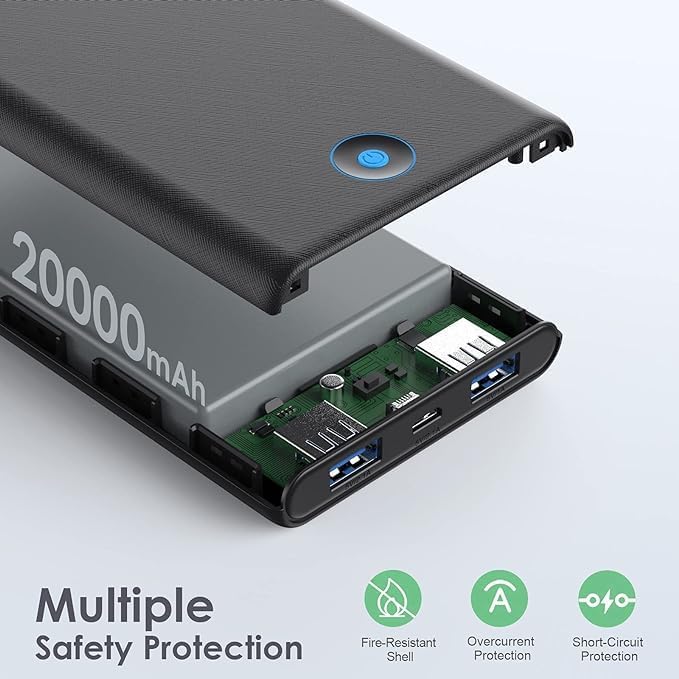 [2-Pack] Portable Charger Power Bank 20000mAh,Ultra Slim Fast Charging Battery Pack with Dual USB Outputs,Travel Essential Portable Phone Charger for iPhone 17/16/15/14/13/12/X,Galaxy S24, Android etc