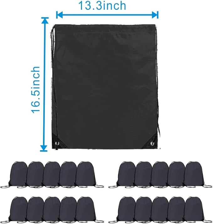 JohahaTim Drawstring Backpack Bulk 20 Pcs Draw String Bags DIY Gym Sports Traveling Yoga Cinch Bag Sackpack Drawstring (Black)