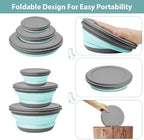 flintronic 3Pcs Collapsible Camping Bowl Sets, Portable Silicone Bowl with Lid, Folding Bowl, Portable Salad Bowl, Folding Lunch Box for Camping, Kitchen, Hiking