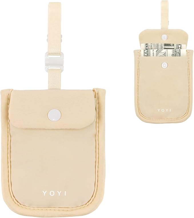 YOYI YOYI RFID Blocking Bra Wallet,Hidden Travel Pouch,Secret Stash Pocket - Credit Cards & Money & Valuables with Adjustable,Elastic Strap Suitable for All Bra Sizes