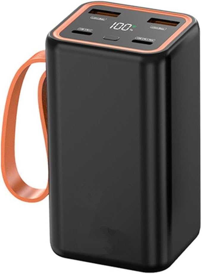 ZEZEFUFU Black Portable DIY Power Bank Case with LCD Display 4 Slots 21700 Battery Charger Shell Box Fast Charging Power Bank