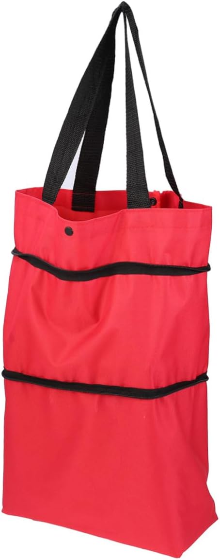 Alipis Portable Folded Trolley Cart for Travel Shopping Lightweight Collapsible Bag with Wheels Compact Organizer for Groceries Gym Beach and Camping Red