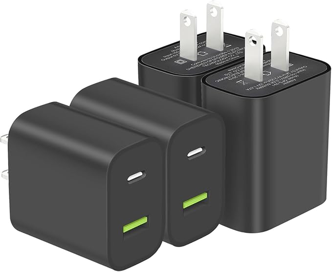 4 Pack USB C Charger Block, Dual Port Type C Wall Charger Fast Charging 20W Power Adapter Cube for iPhone 14/14 Pro/14 Pro Max/14 Plus/13/12/11, XS/XR/X, iPad, Samsung, More