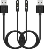 Smart Watch Chargers Compatible for FITVII HM78 HM68 HM58 HM57 H56, Iaret I18, Morepro HM57 HM78, Parsonver SR1 Replacement Charging Cable 60cm, 2Pack (Black&Black)