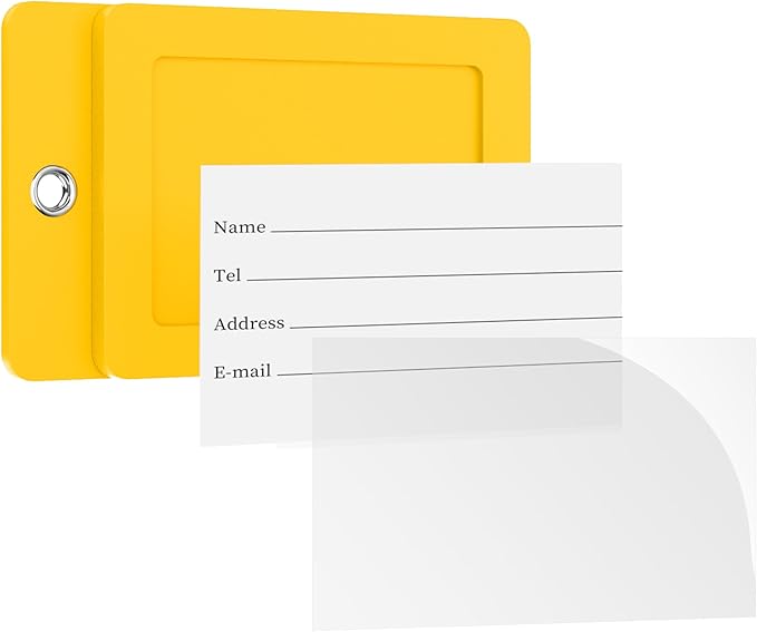 Gostwo 2 Pack Luggage Tags for Suitcases, 26 Initial Letter Travel Luggage Baggage Identification Labels ID Tag Fully Bendable Tags with Stainless Steel Loop (Yellow) (Letter F)