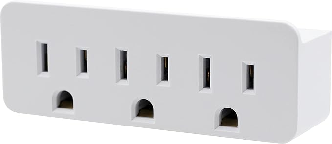Projectpak 3 Outlet Grounded Wall Adapter - Splitter Extends 1 Outlet to 3 with Phone Securing Lip, Perfect for Travel | Pack of 3