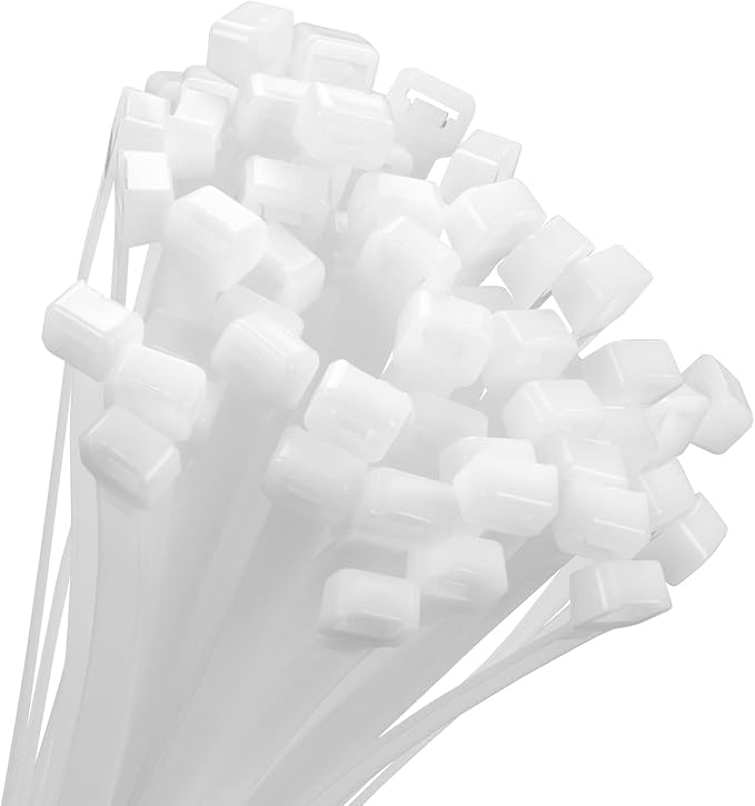 Armpow 18 inch White Zip Ties Heavy Duty 100 PACK, 200 LBS Ultra Exclusive Strong Plastic Wire Ties, Large Cable Ties Extra Long Tie Wraps, Indoor and Outdoor UV Resistant