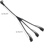 Outdoor 3-Outlet Power Splitter, 90-Degree Flat Plug 1 to 3 Way Outlet Adapter 1.5FT SJTW 16AWG 3-Prong Power Cord Extension Strip with Outlet Cover for Holiday Decoration String Light(1-Pack)