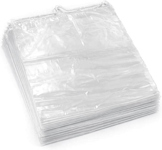 Clear LDPE Drawstring Bags (100 Pack) (13.75" x 17.5") 2 Mil Disposable Transparent Plastic with Double Cotton White Strings. Shoe Bags for Travel Large Storage Organizers Pouch (100)