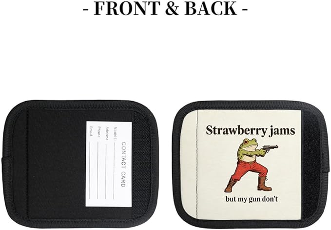 2 Pack Luggage Handle Wrap with Travel Tags - Non-Slip Protective Cover Soft Handle Grips Covers for Suitcase(Funny Strawberry Jams Frog)