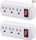 Topro23 Multi Outlet Wall Plug Grounded Triple Outlet Adapter with ON/OFF Switch 3 Prong ETL Listed 2 Pack White TP-SY610