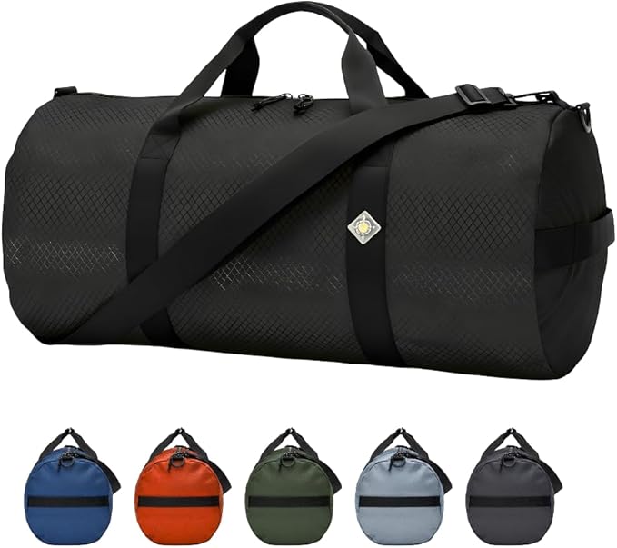 44L Daily Duffel Bag, Heavy-Duty Gear Bag, 1050D Tuff Cloth, Diamond Ripstop, Reinforced Stitching - Black (12" x 24")