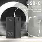 JOKO 70000mAh Power Bank High Capacity 20W PD 3.0 Fast Charging 22.5W Max Large Power Bank,7 Outputs 2 Inputs,LED Display,USB-C Battery Packs for iPhone, Samsung, Outdoors，Camping