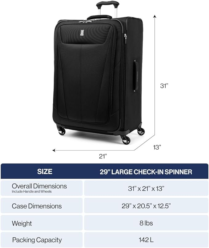 Travelpro Maxlite 5 Softside Expandable Luggage with 4 Spinner Wheels, Lightweight Suitcase, Men and Women, Orchid Pink Purple, Checked-Large 29-Inch