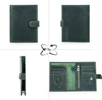 CONTACTS Full Grain Leather Passport Holder Compatible with Airtag Slot RFID Blocking Passport Wallet Travel Slim Passport Cover with SIM Card Removal Tool (Green)