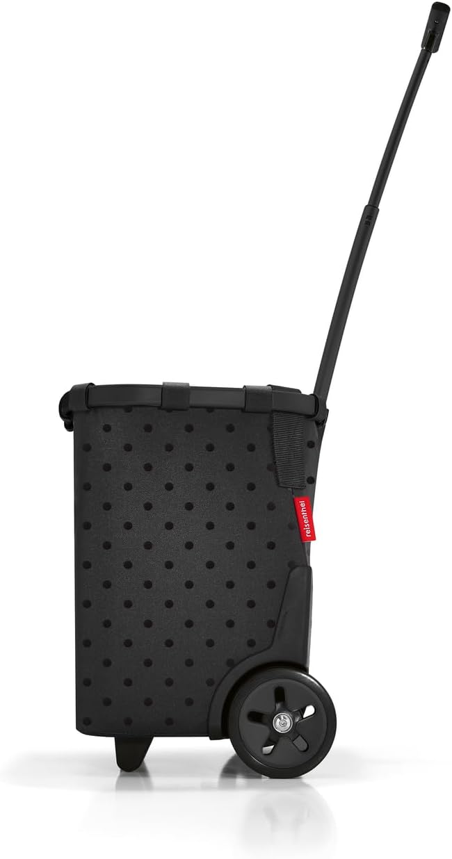 reisenthel carrycruiser glossy dots black - Portable shopping trolley with sturdy aluminum frame, shoulder strap and removable mesh inner bag -water-repellent