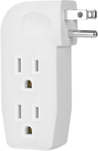 3 Way Vertical Outlet Wall Tap Outlet Splitter Extender with 3 Prong Plug for Behind Furniture, Turn One Outlet Into Three, 2 on the Right Side and 1 on the Left Side, White, ETL Listed