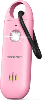 TECKNET Personal Safety Alarm,Portable Personal Alarm for Women with Flashing Strobe Light & Low Battery Alert,130dB Rechargeable Emergency Keychain Alarms for Women ,Men,Kids,Seniors(Pink)