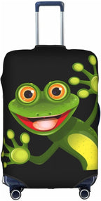 Travel Luggage Cover Suitcase Protector, Merry Green Frog Cute Animal Washable Elastic Stretchy Anti-scratch Luggage Sleeve with Concealed Zipper for Spinner Wheeled Suitcase Fits 18-21 Inch Luggage
