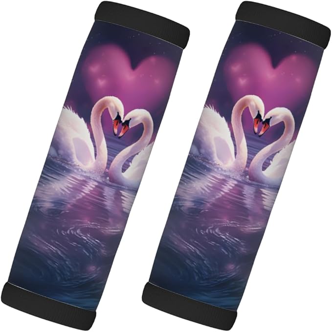Abstract Love Swan 2 Pack Luggage Handle Wrap Set of Neoprene Luggage Tags for Suitcases Bag Strap Wrap Cover Travel Airplane Accessories Covers Markers Sleeve Grips Identifiers Cruise