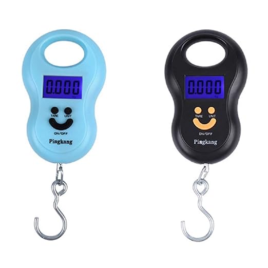 Pocket Portable 50kg/10g LCD Digital Scale Electronic Hand Held Hook Belt Luggage Hanging Scale Backlight Balance Weigting (1pcs Random Color)