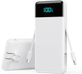 Portable Charger with Built-in AC Plug and Cables,13800mAh All in One USB C Fast Charging Power Bank,Travel Essentials Portable Phone Charger Battery Pack for iPhone 17/16/15/14,Galaxy,Android-White