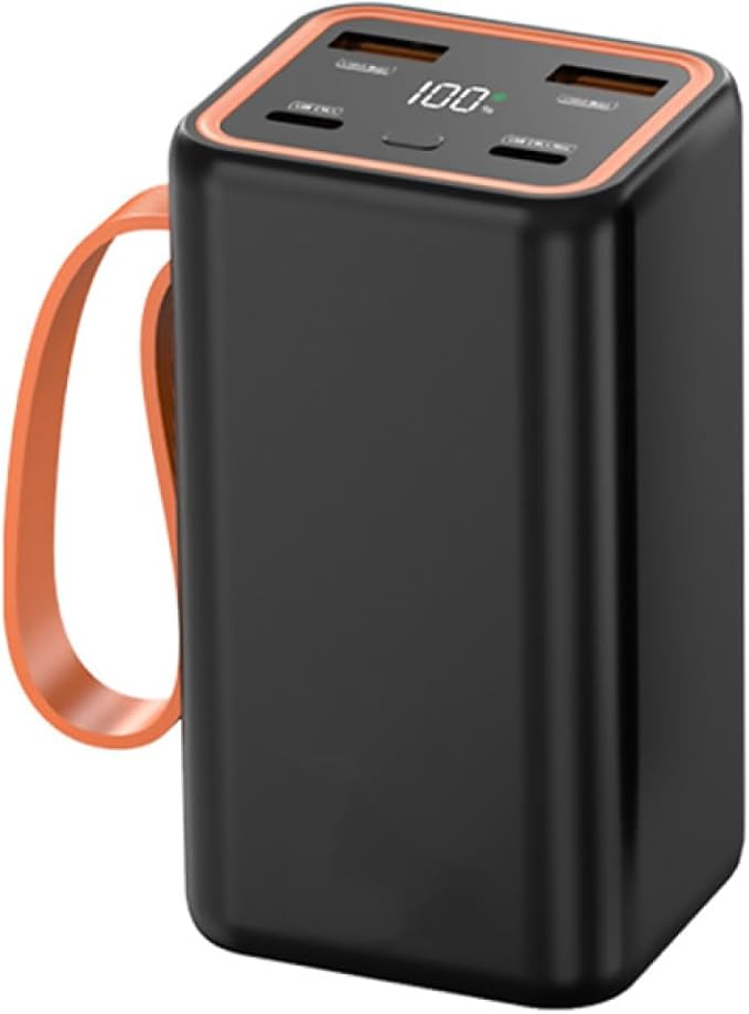 ZEZEFUFU Black Portable DIY Power Bank Case with LCD Display 4 Slots 21700 Battery Charger Shell Box Fast Charging Power Bank