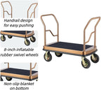 Stainless Steel Hotel Luggage Cart, Silent Wheels Airport Luggage Trolley with Carpeted Base