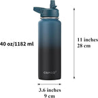 CIVAGO 40 oz Insulated Water Bottle With Straw, Stainless Steel Sports Water Cup Flask with 3 Lids (Straw, Spout and Handle Lid), Double Walled Travel Thermal Canteen Mug, Army Green