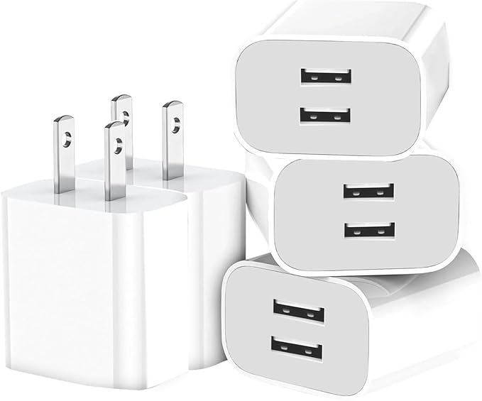 USB Wall Charger,5 Pack Dual Port Plug Adapter for Wall Outlet Charging Block,USB Power Adapter for iPhone 14/13/12/11 Pro/Pro Max,XS/XR/X,Galaxy,Pixel, Moto and Android Phones (Off-White)
