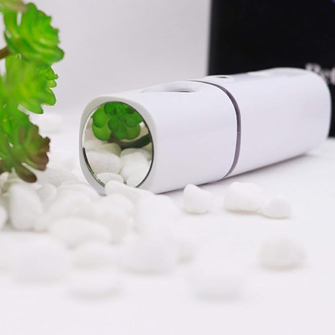 Nano Facial Steamer Mist Spray Eyelash Extensions Cleaning Pores Water SPA Moisturizing Hydrating Face Sprayer USB Rechargeable Mini Beauty Device - Summer Gives You Cool (White)