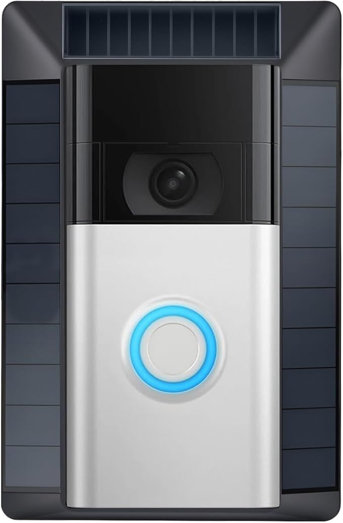 Solar Charger Compatible with Ring Video Doorbell (2020 Release), Micro USB Port Only, Not for USB-C or 2-Prong Ports, Waterproof Solar Panel for Continuous Power(2nd Gen-2020 Release)