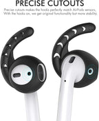 AhaStyle 3 Pairs AirPods Ear Hooks Cover Silicone Accessories Compatible with Apple AirPods and EarPods Headphones(Black)