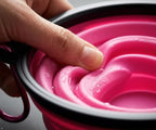 Silicone Foldable Pet Food Water Feeder, Collapsible Travel Bowl for Dog and Cat, Outdoor Portable (Pink)