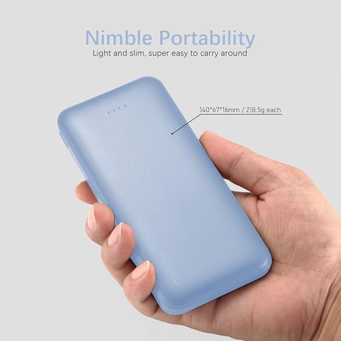 Miady 4-Pack 10000mAh Dual USB Portable Charger, USB-C Fast Charging Power Bank, Slim Backup Charger Battery Pack Compatible with iPhone 16/15/14/13 Galaxy S24/22 iPad Android etc